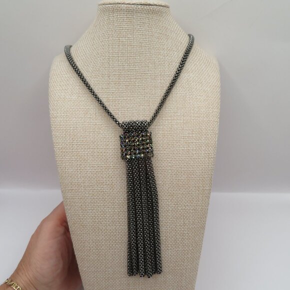 Melania Trump Metallic Black Crystal Necklace - Picture 1 of 10